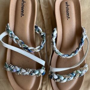 White Mt. Women's Braided Sandals - White and Blue